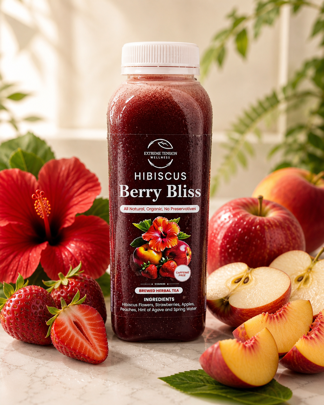 Hibiscus Berry Bliss Herbal Tea | Fresh Strawberry Peach Hibiscus Drink